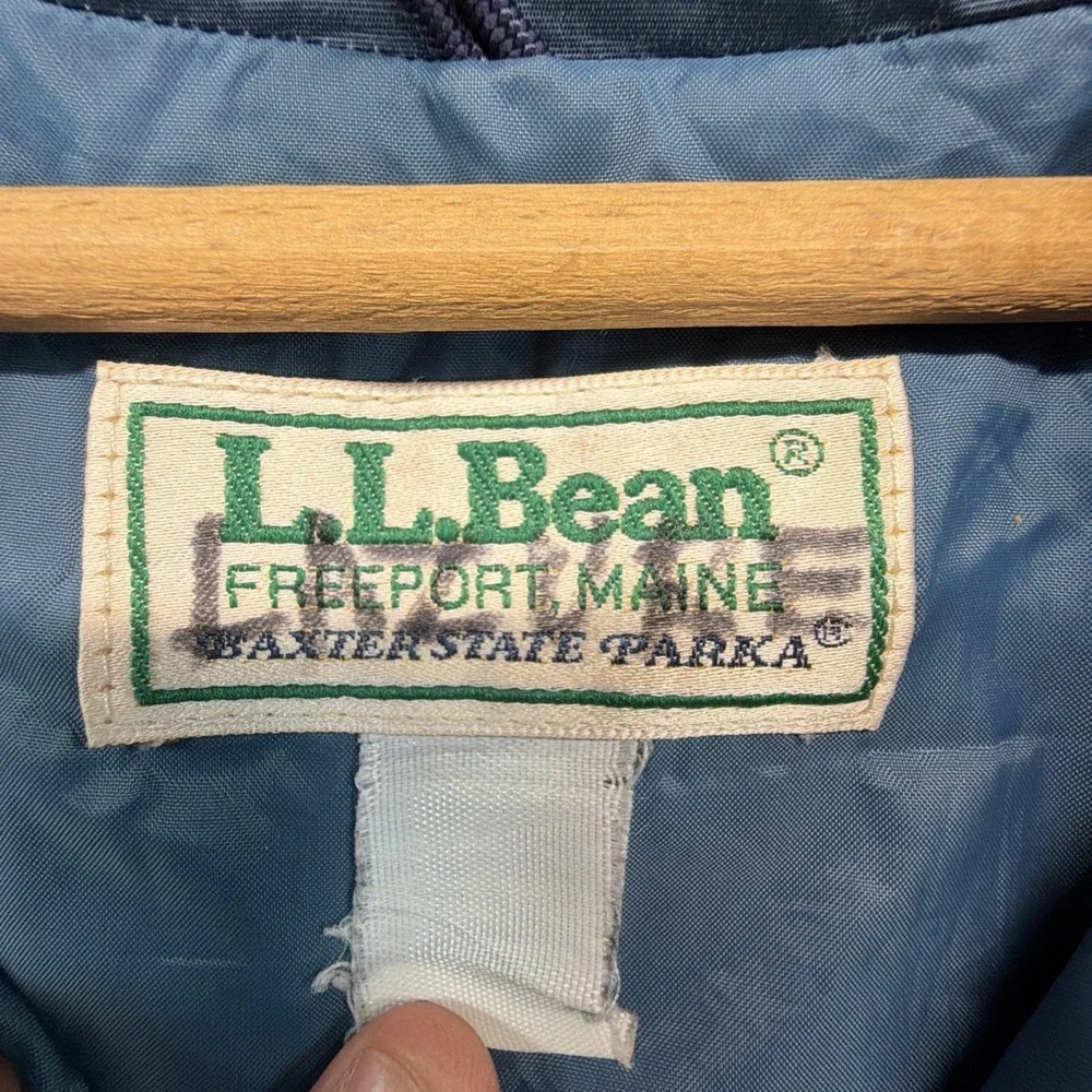 Vintage LL Bean Jacket Mens XL Blue Baxter State Parka Hooded Made In USA
